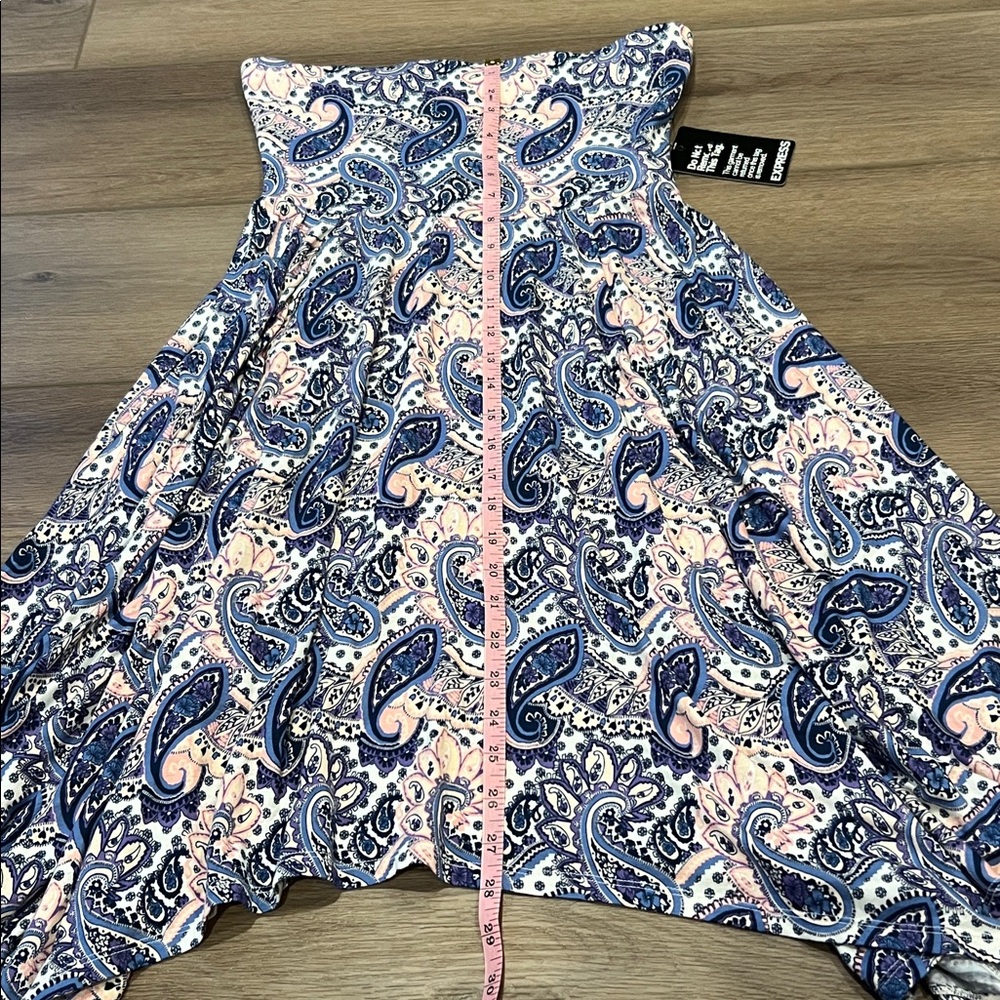 Express Paisley Asymmetrical Handkerchief Paisley Strapless Dress Size Small - Picture 3 of 14
